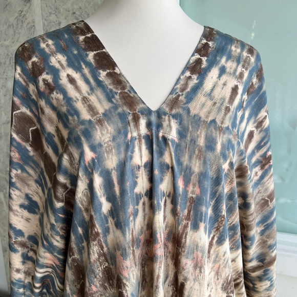 0022/ Bluish Brown Tie dye Short Kaftan - Picture 4 of 6